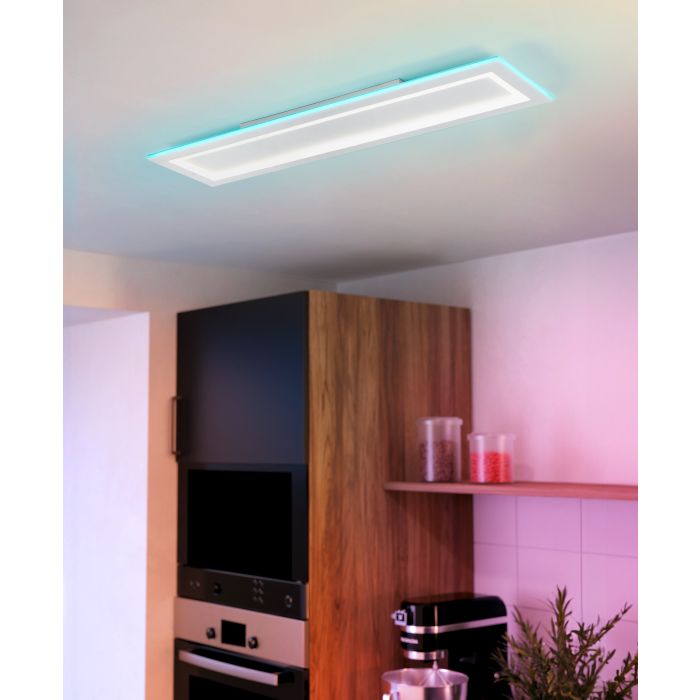 Chargez l'image dans la visionneuse de la galerie, Candeeiro de teto LED branco com moldura RGB PADROGIANO-Z EGLO
