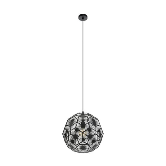 Candeeiro de teto com abajur geométrico em metal preto SKOURA 1 EGLO