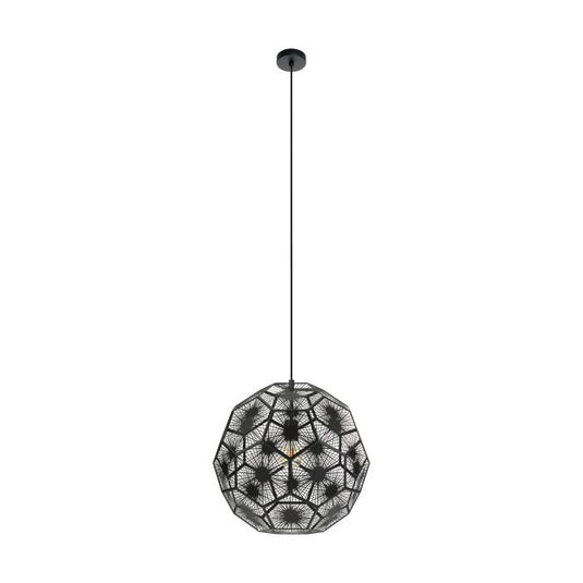 Candeeiro de teto suspenso com design geométrico em aço preto SKOURA 1 EGLO