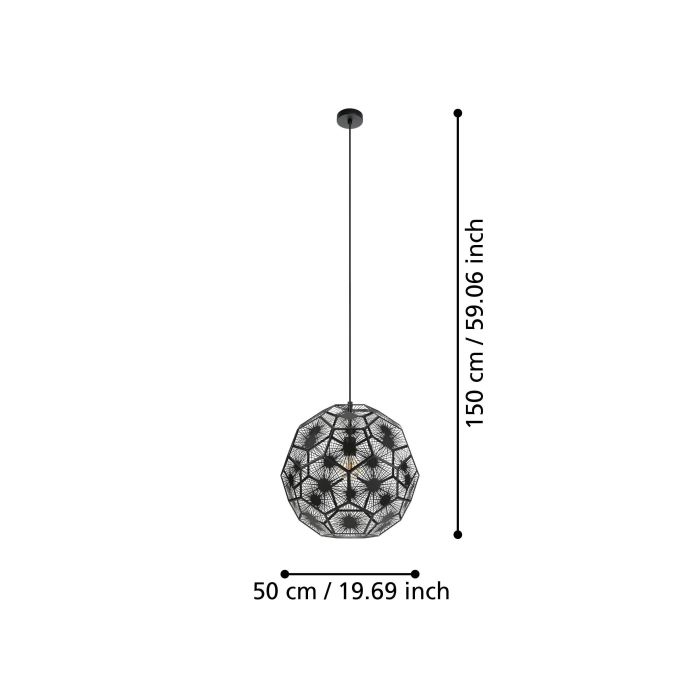 Cargue la imagen en el visor de la galería, Candeeiro de teto suspenso com design geométrico em aço preto SKOURA 1 EGLO
