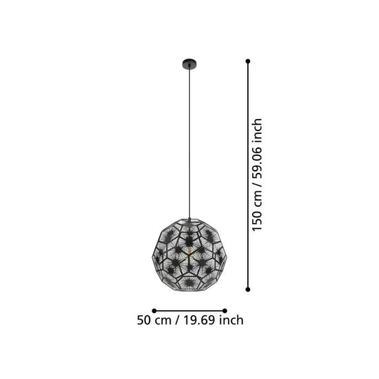 Candeeiro de teto suspenso com design geométrico em aço preto SKOURA 1 EGLO