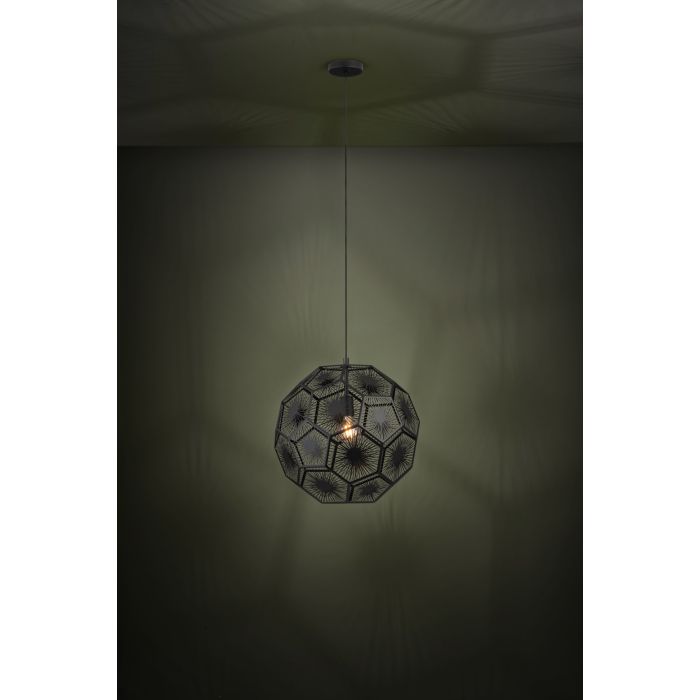 Cargue la imagen en el visor de la galería, Candeeiro de teto suspenso com design geométrico em aço preto SKOURA 1 EGLO
