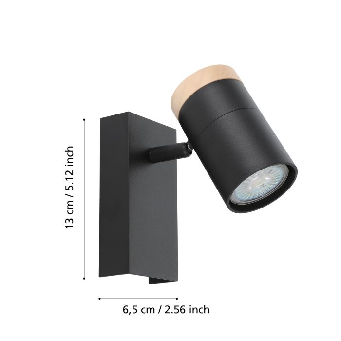 Load image into Gallery viewer, Foco LED de Parede ou Teto com Madeira e Metal Preto CARTAGENA EGLO
