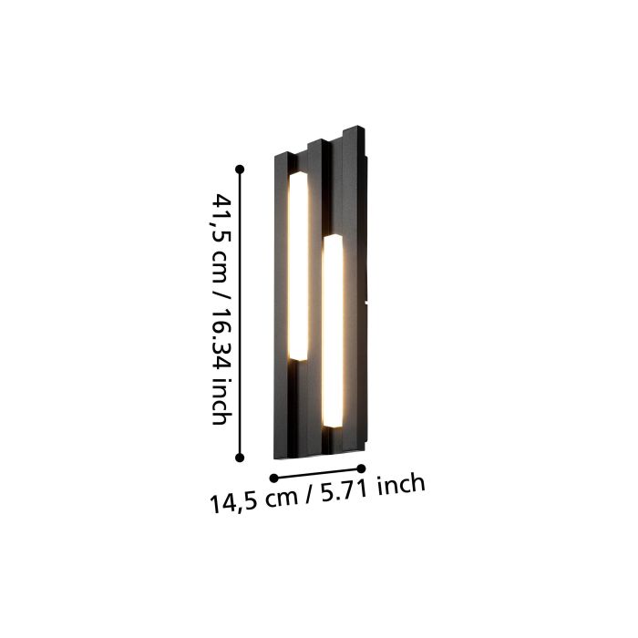 Load image into Gallery viewer, Aplique de Parede LED Exterior Preto FANDINA EGLO
