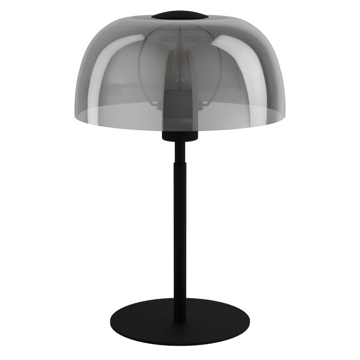 Chargez l'image dans la visionneuse de la galerie, Candeeiro de Mesa com Base em Metal Preto e Abajur em Vidro Fumado SOLO 2 EGLO
