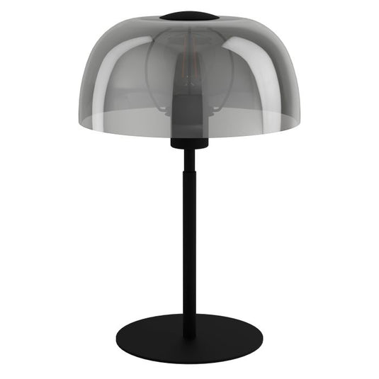 Candeeiro de Mesa com Base em Metal Preto e Abajur em Vidro Fumado SOLO 2 EGLO