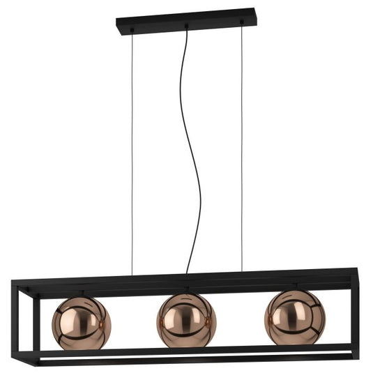Candeeiro de teto suspenso com vidro cobre e metal preto CORDOBA EGLO