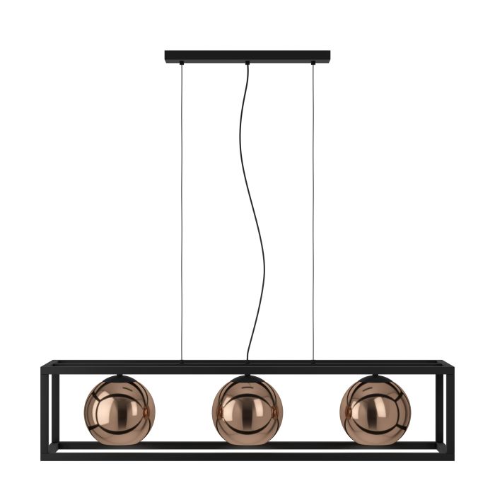 Load image into Gallery viewer, Candeeiro de teto suspenso com vidro cobre e metal preto CORDOBA EGLO
