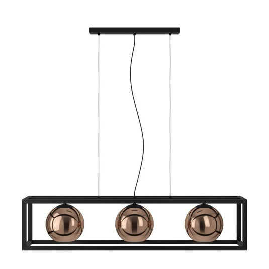 Candeeiro de teto suspenso com vidro cobre e metal preto CORDOBA EGLO