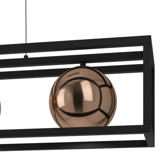 Candeeiro de teto suspenso com vidro cobre e metal preto CORDOBA EGLO