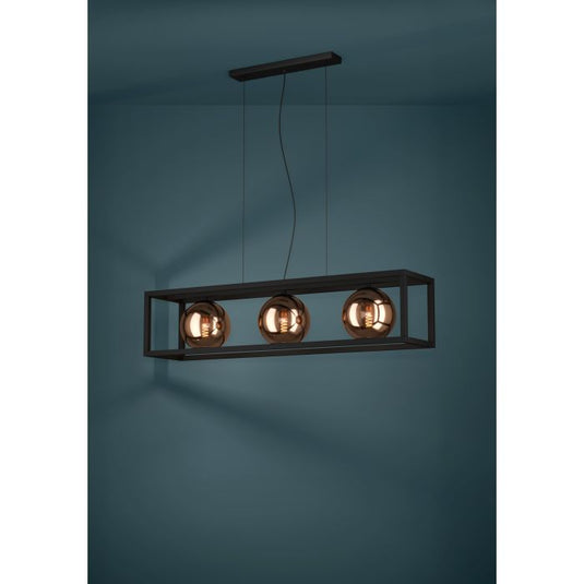Candeeiro de teto suspenso com vidro cobre e metal preto CORDOBA EGLO