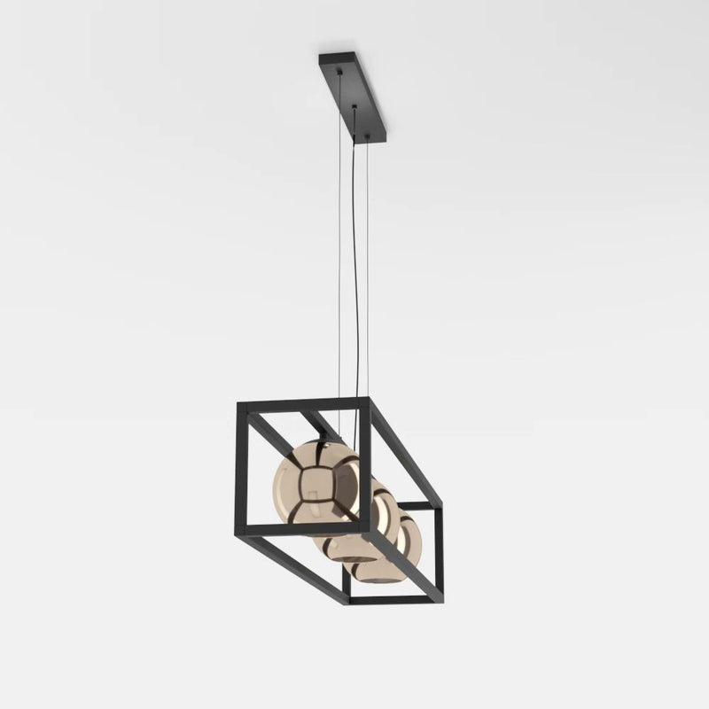 Load image into Gallery viewer, Candeeiro de teto suspenso com vidro cobre e metal preto CORDOBA EGLO
