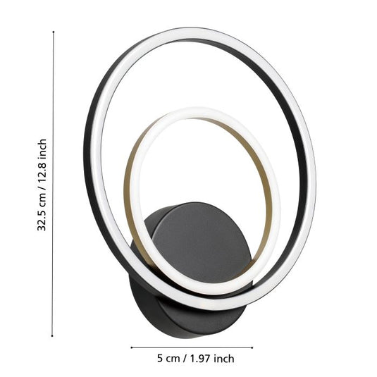 Aplique de Parede LED Preto e Dourado LANACERA EGLO