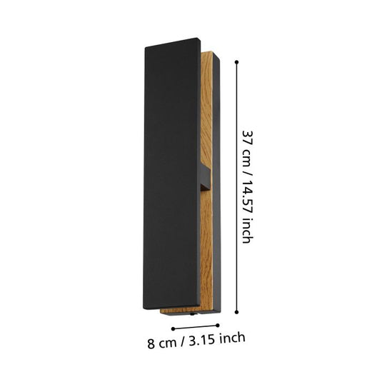 Aplique de Parede LED Preto com Madeira COSTORIO EGLO