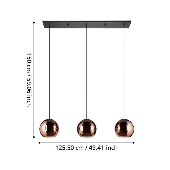 Load image into Gallery viewer, Candeeiro de teto suspenso com vidro cobre CORDOBA EGLO
