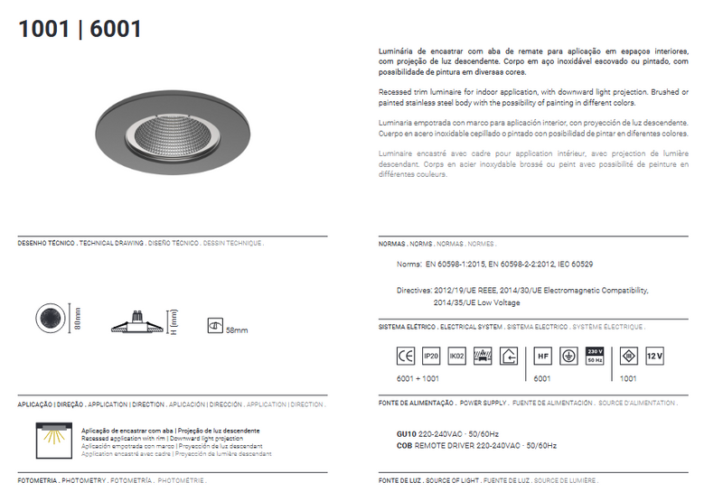 Bild in den Galerie-Viewer hochladenProjector de halogéneo GU10 Inox Escovado TROMILUX 6001.100.8XX 
