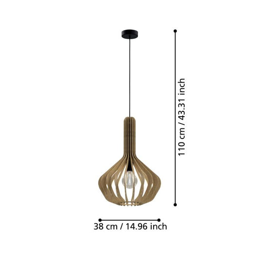 Candeeiro de teto com abajur de madeira de acer VELASCO EGLO