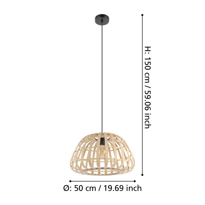 Carregue imagem no visualizador da galeriaCandeeiro de teto com abajur em bambu natural MONTEZUELO EGLO
