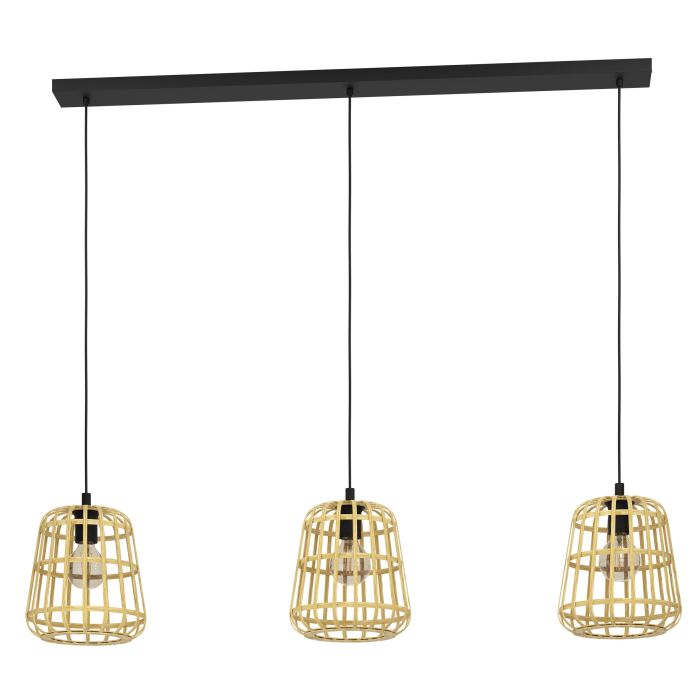 Carregue imagem no visualizador da galeriaCandeeiro de teto com três abajures de bambu natural MONTEZUELO EGLO
