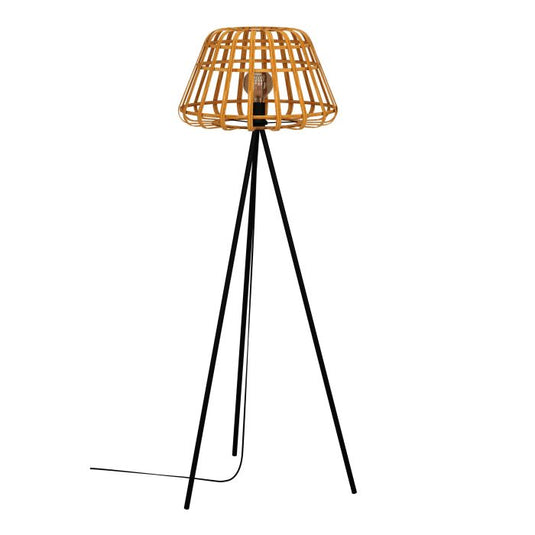 MONTEZUELO Candeeiro de Pé EGLO - Bambu Natural e Metal Preto