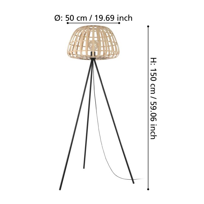 Load image into Gallery viewer, MONTEZUELO Candeeiro de Pé EGLO - Bambu Natural e Metal Preto
