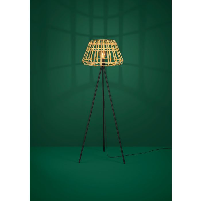 Load image into Gallery viewer, MONTEZUELO Candeeiro de Pé EGLO - Bambu Natural e Metal Preto
