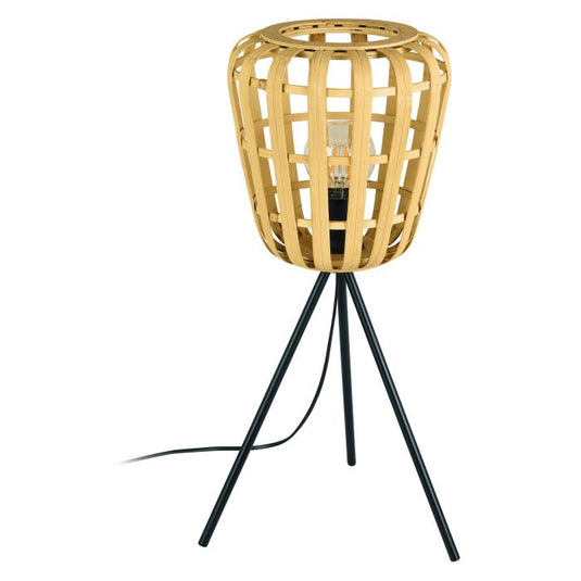 Candeeiro de Mesa com Base Tripé e Abajur de Bambu MONTEZUELO EGLO