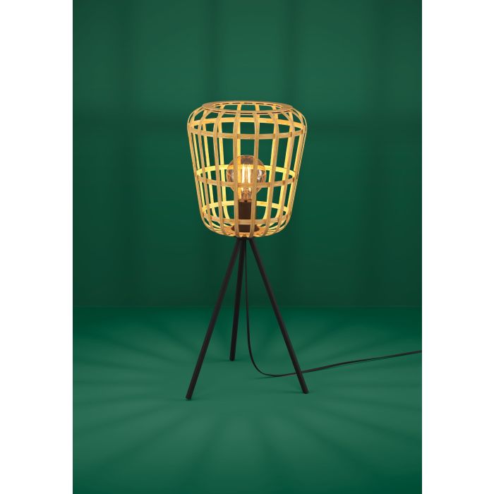 Load image into Gallery viewer, Candeeiro de Mesa com Base Tripé e Abajur de Bambu MONTEZUELO EGLO
