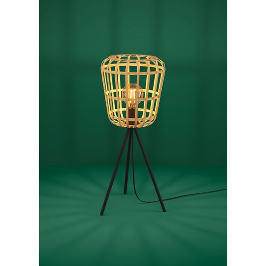 Candeeiro de Mesa com Base Tripé e Abajur de Bambu MONTEZUELO EGLO