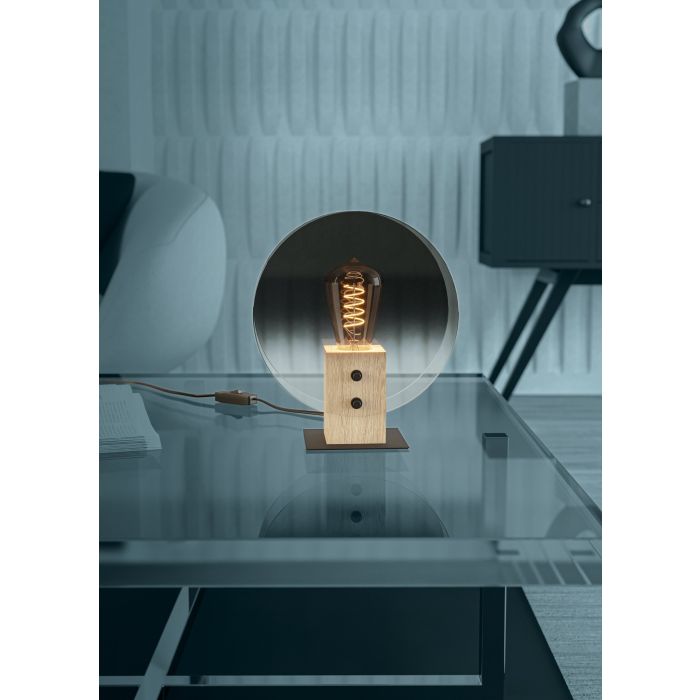 Load image into Gallery viewer, Candeeiro de Mesa com Base em Madeira e Vidro Gradiente MILLENA EGLO
