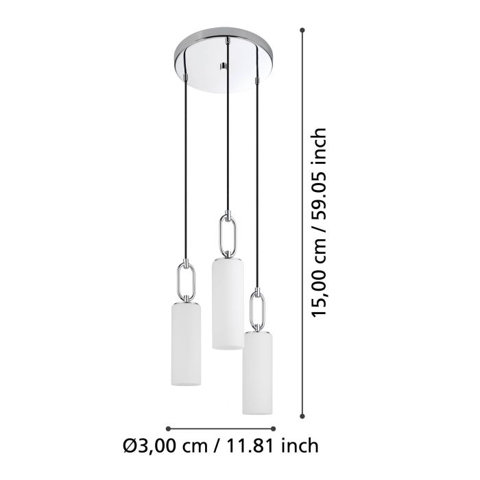 Carregue imagem no visualizador da galeriaCandeeiro de teto com três abajures de vidro opalino MAJANA EGLO
