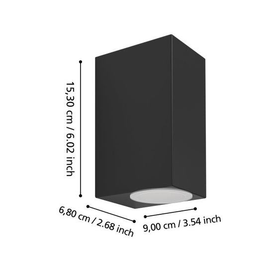 Aplique de Parede Exterior Preto com Dupla Luz GU10 JABAGA EGLO