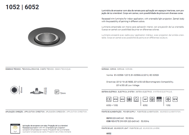 Cargue la imagen en el visor de la galería, Projector Redondo Orientável GU10 Escovado Tromilux
