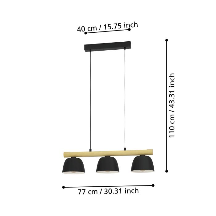 Carregue imagem no visualizador da galeriaCandeeiro de teto suspenso com madeira e metal SHERBURN EGLO
