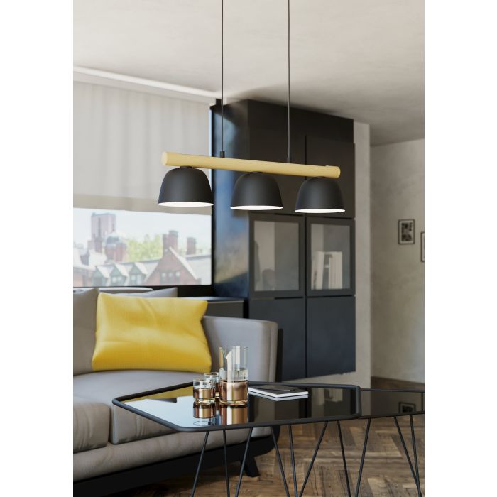 Carregue imagem no visualizador da galeriaCandeeiro de teto suspenso com madeira e metal SHERBURN EGLO
