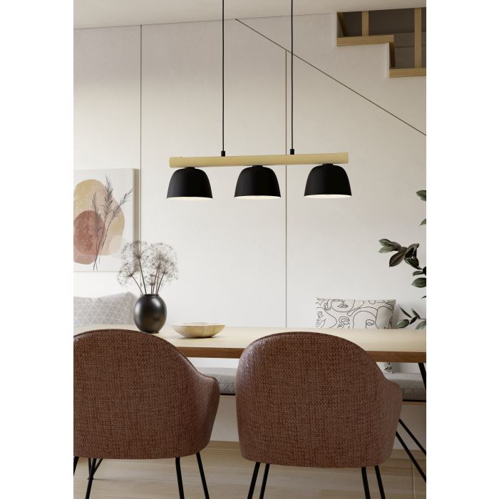 Carregue imagem no visualizador da galeriaCandeeiro de teto suspenso com madeira e metal SHERBURN EGLO
