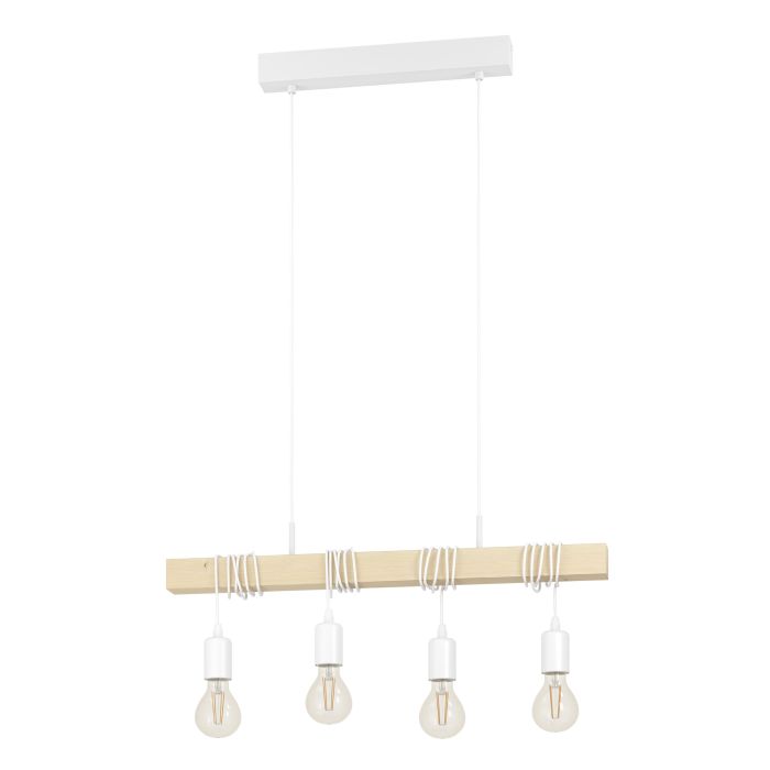 Load image into Gallery viewer, Candeeiro de teto em metal branco e madeira TOWNSHEND EGLO
