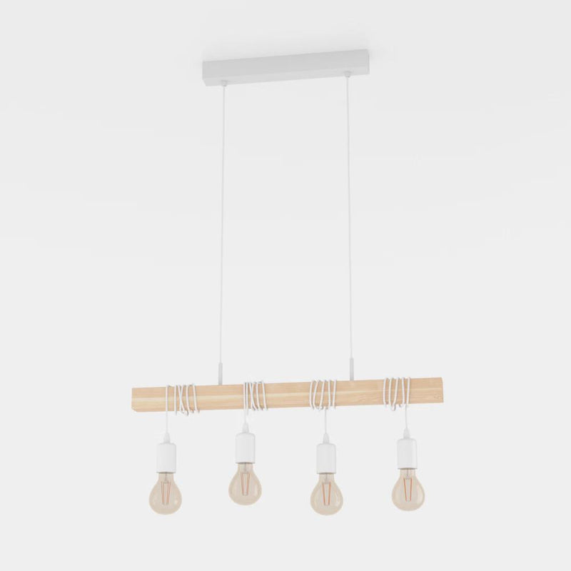 Load image into Gallery viewer, Candeeiro de teto em metal branco e madeira TOWNSHEND EGLO
