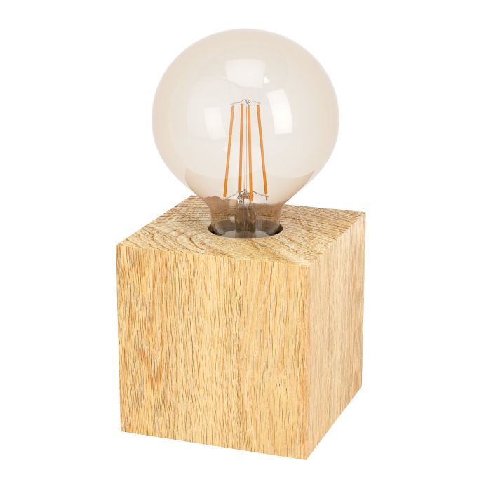 Carregue imagem no visualizador da galeriaCandeeiro de Mesa com Base em Madeira e Lâmpada Exposta PRESTWICK 2 EGLO
