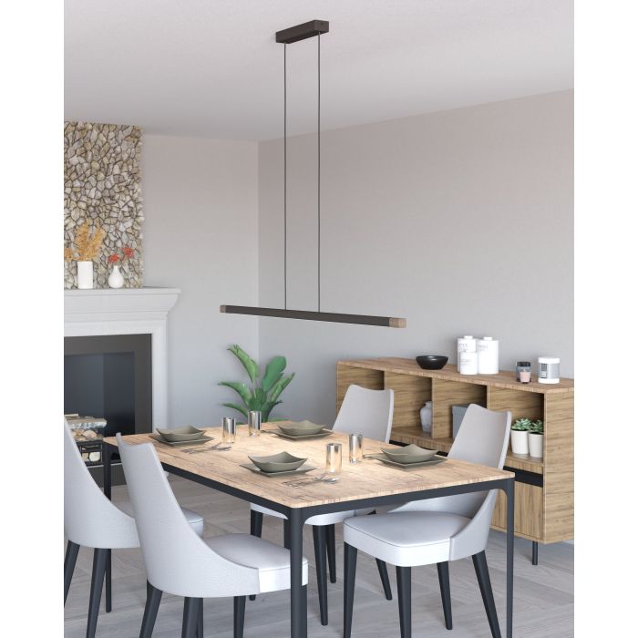 Load image into Gallery viewer, Candeeiro de teto suspenso com LED e madeira LISCIANA EGLO
