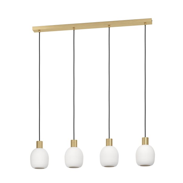 Carregue imagem no visualizador da galeriaCandeeiro de teto com quatro abajures de vidro branco MANZANARES EGLO
