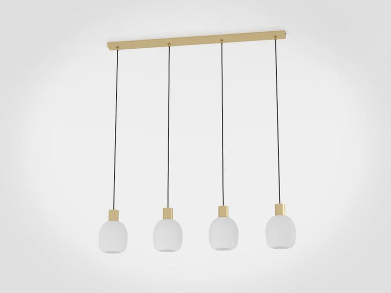 Carregue imagem no visualizador da galeriaCandeeiro de teto com quatro abajures de vidro branco MANZANARES EGLO
