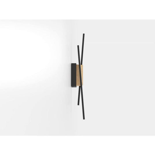 Aplique de Parede LED em Metal Preto e Madeira Natural PANAGRIA EGLO