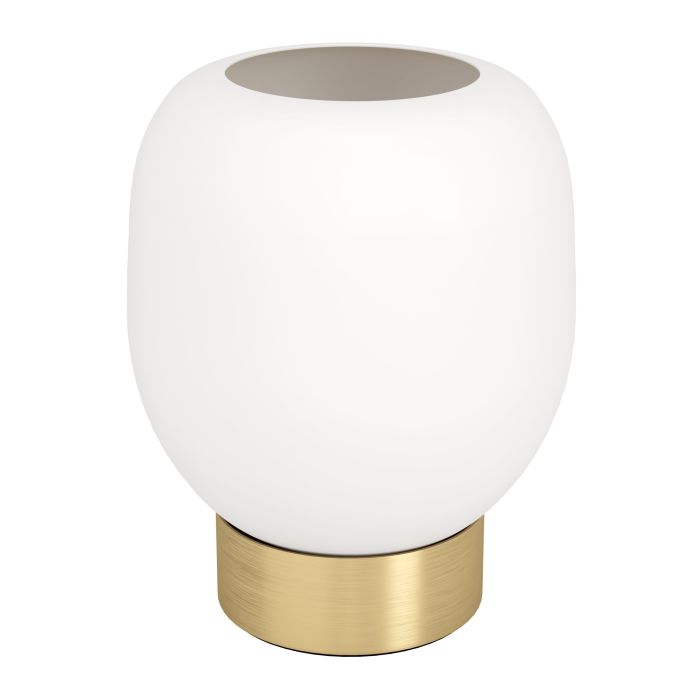 Load image into Gallery viewer, Candeeiro de Mesa com Base em Latão Escovado e Abajur de Vidro MANZANARES EGLO
