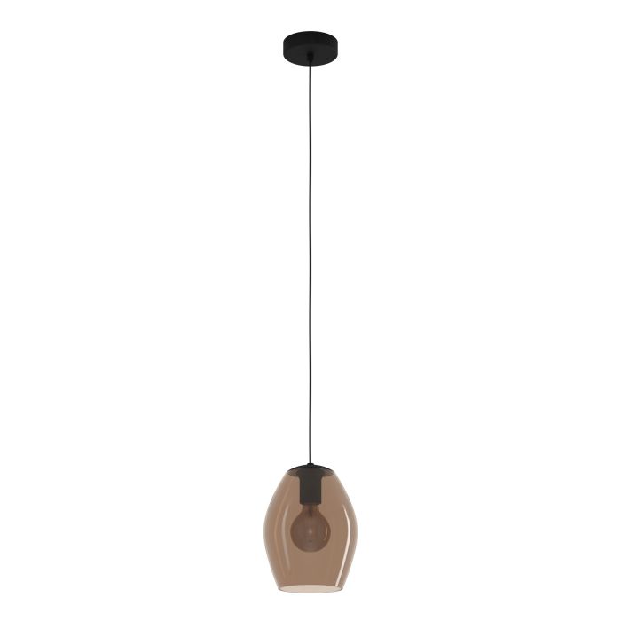 Carregue imagem no visualizador da galeriaCandeeiro suspenso com abajur de vidro castanho ESTANYS 1 EGLO
