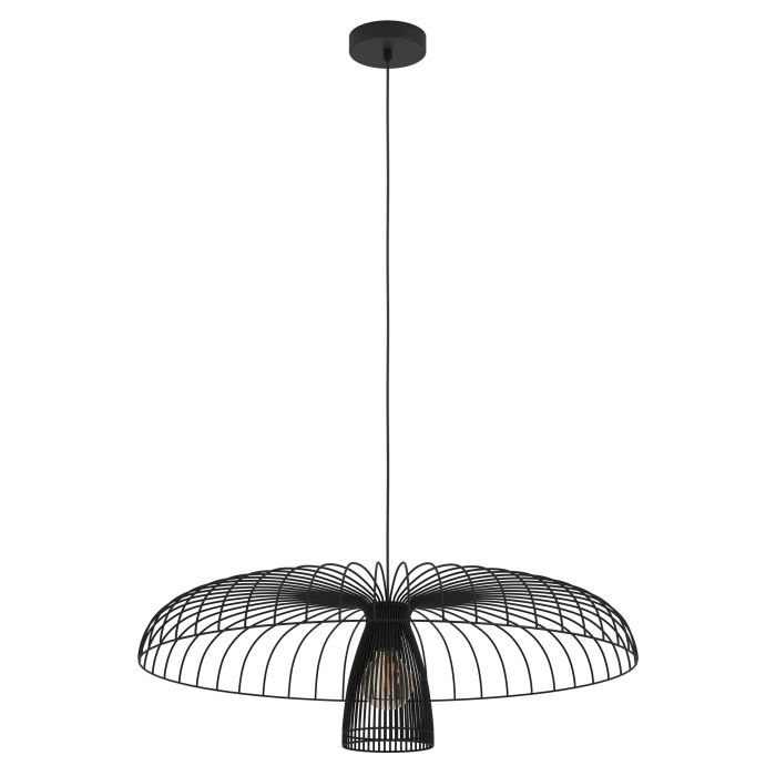 Carregue imagem no visualizador da galeriaCandeeiro de teto suspenso com abajur de arame preto CHAMPERICO EGLO
