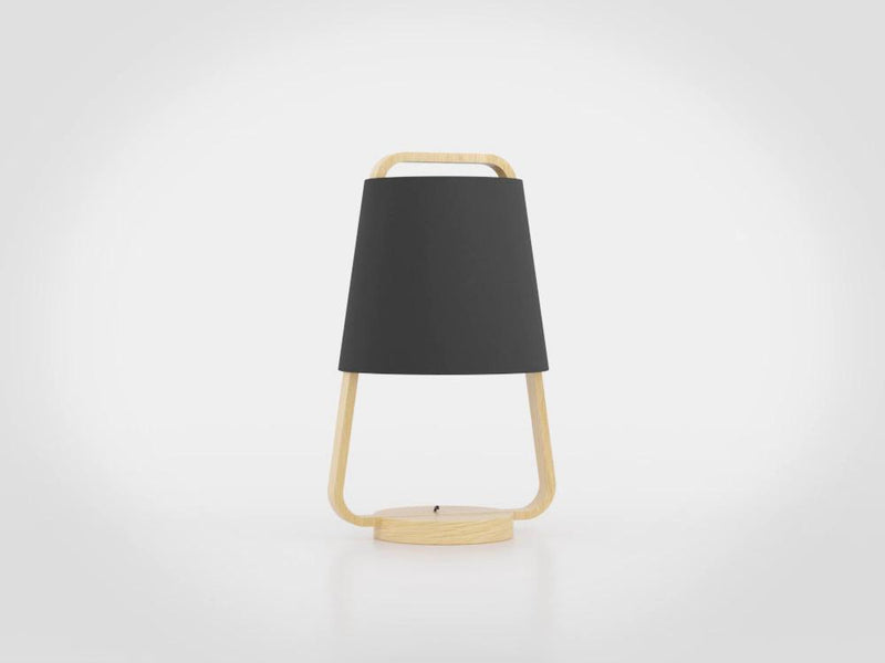 Load image into Gallery viewer, Candeeiro de Mesa com Base e Corpo em Madeira e Abajur Preto CAMALOZA EGLO
