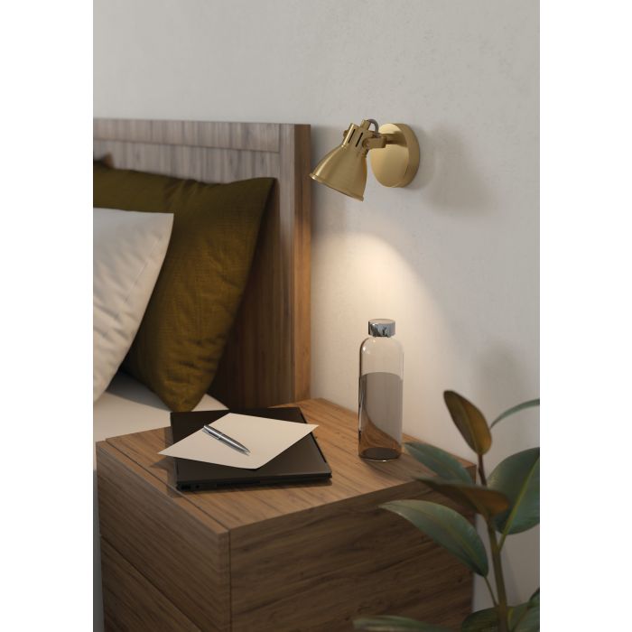 Load image into Gallery viewer, Foco LED de Parede com Suporte Metálico Latão Escovado SERAS EGLO

