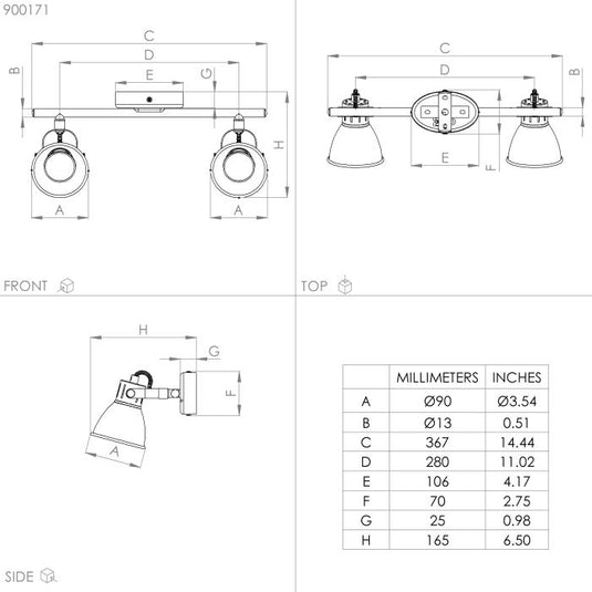 Foco LED de Teto com Suporte Metálico e Focos Reguláveis SERAS EGLO
