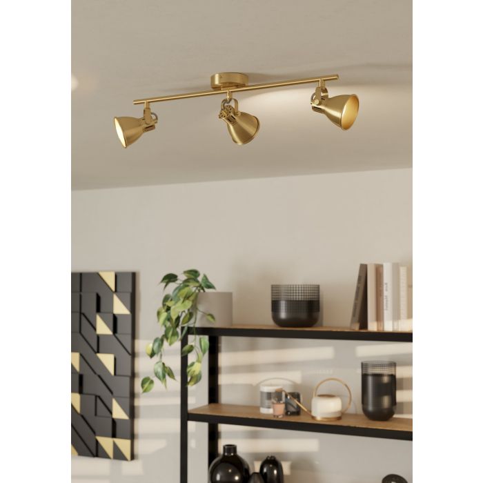 Load image into Gallery viewer, Foco LED de Teto com Latão Escovado e Projetores Reguláveis SERAS EGLO
